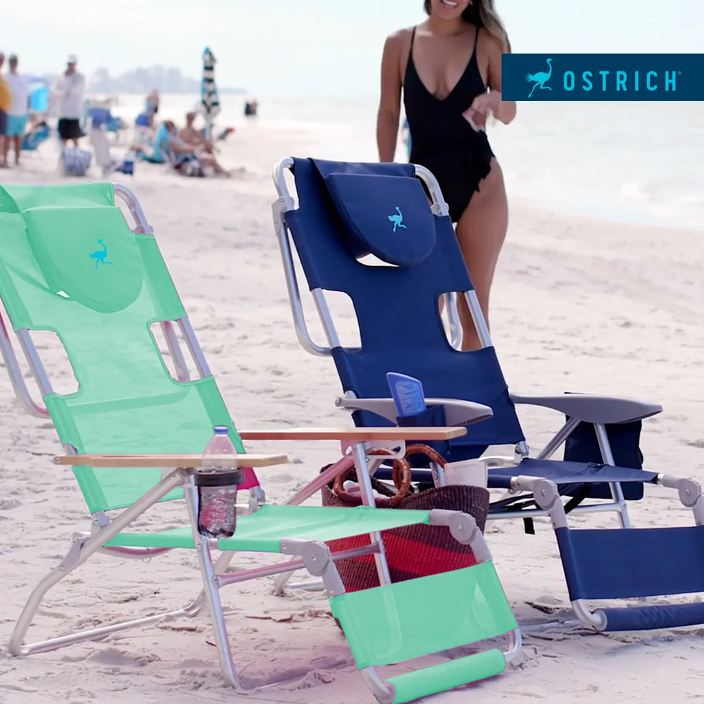 2026 NewOstrich Deluxe 3N1 Lightweight Outdoor Beach Lounge Chair w/Footrest, Pink