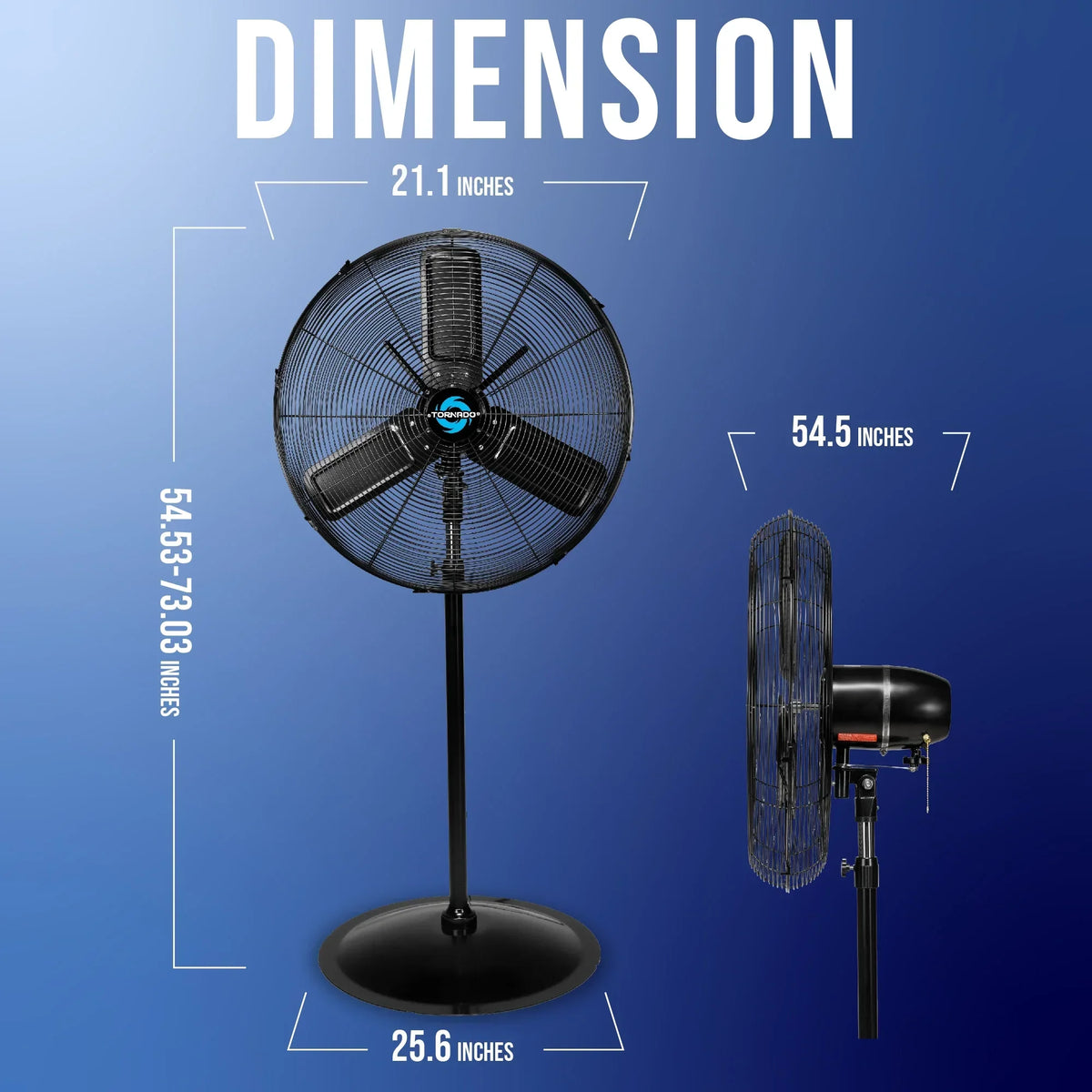 2026 NewTornado - 20 Inch High Velocity Metal Oscillating Pedestal Fan - Commercial, Industrial Use Water-Resistant