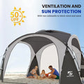 2026 NewUNP Easy Beach Tent 12 X 12ft Pop Up Canopy UPF50+ Tent with Side Wall, Ground Pegs, and Stability Poles, Sun Shelter Rainproof, Waterproof for Camping Trips, Backyard Fun, Party Or Picnics (Gray)