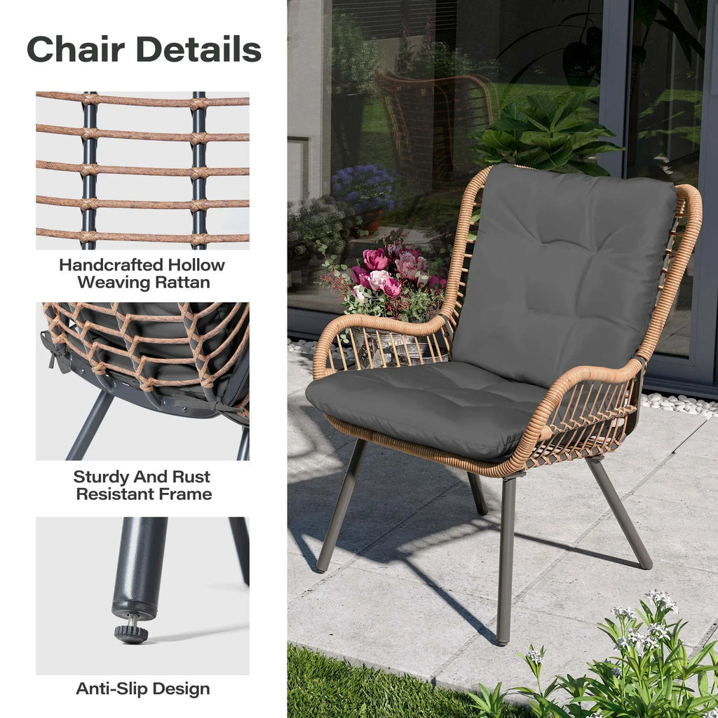 2026 NewLAUSAINT HOME 3-Piece Patio Furniture Set, High Back Outdoor Bistro with Coffee Table & Beige Cushions for Garden or Deck