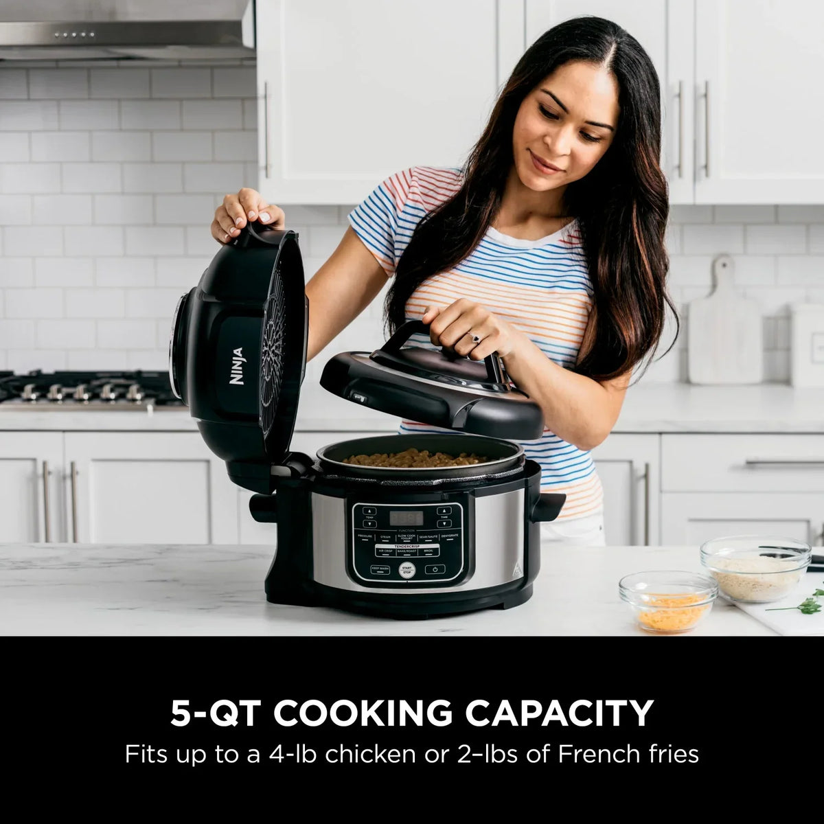 2026 NewNinja Foodi 10-in-1 5 Qt Pressure Cooker, Steamer, Bake, Broil, Dehydrate, Air Fryer, Non-Stick, FD101 Stainless Steel