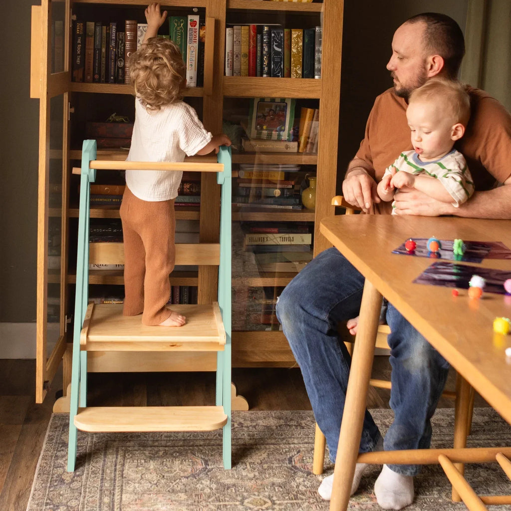 2026 NewHARPPA Foldable Toddler Kitchen Tower, Standing Tower for Kids Age 1.5-6 Years, White