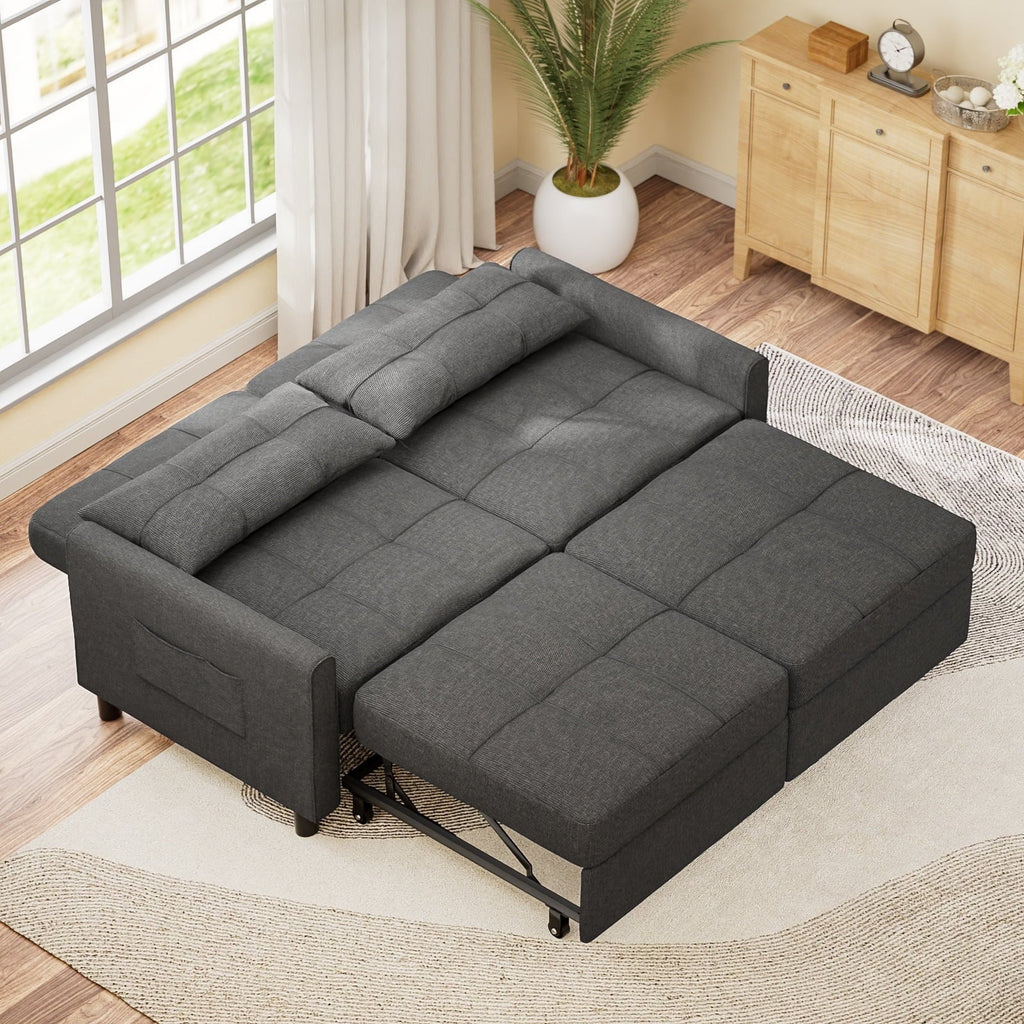 2026 NewSofa Bed, Lofka 3-in-1 Convertible Sleeper Sofa with Storage, Adjustable Backrest & Pull Out Function - Sleeper Chair for Small Space, Apartment, Dark Grey