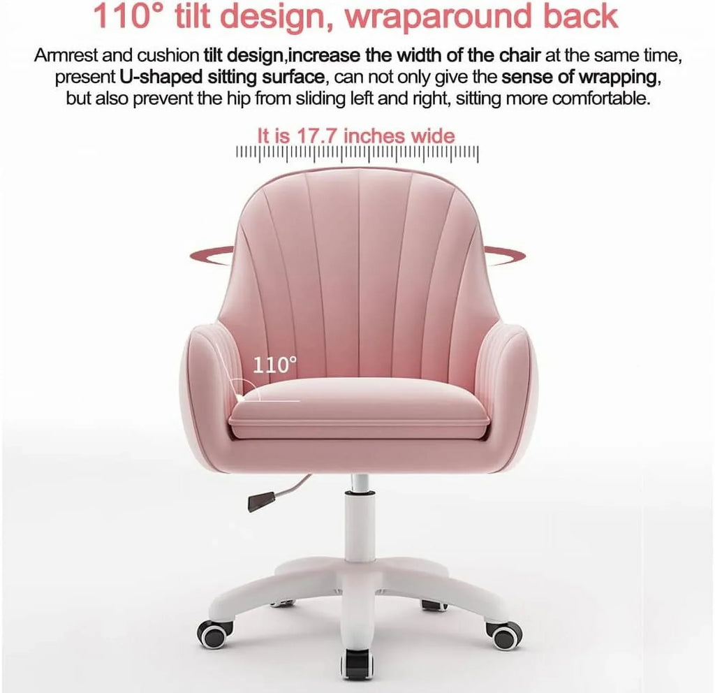 2026 NewHome Office Chair Computer Chair with Mid-Back Upholstered Modern Tufted Computer Task Chair Swivel Height Adjustable Velvet Accent Chair."White"