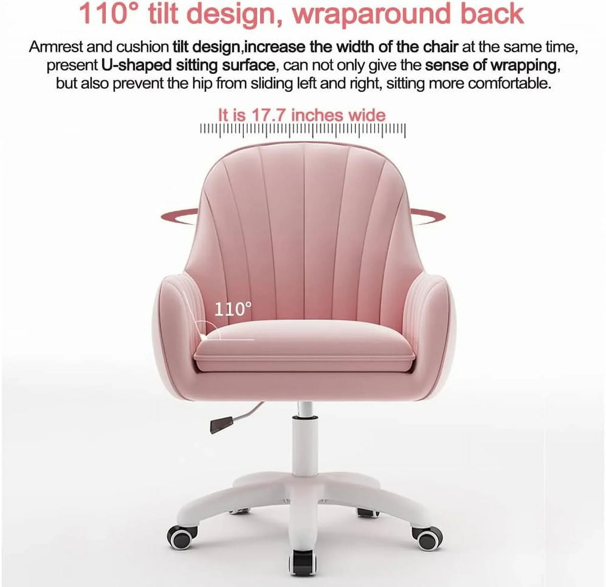 2026 NewHome Office Chair Computer Chair with Mid-Back Upholstered Modern Tufted Computer Task Chair Swivel Height Adjustable Velvet Accent Chair."White"
