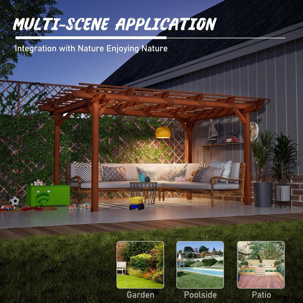 2026 New12 x 10 FT Outdoor Pergola, Wooden Pergola Gazebo with Climbing Plant Support and Waterproof, for Patio Porch Garden Backyard, Brown