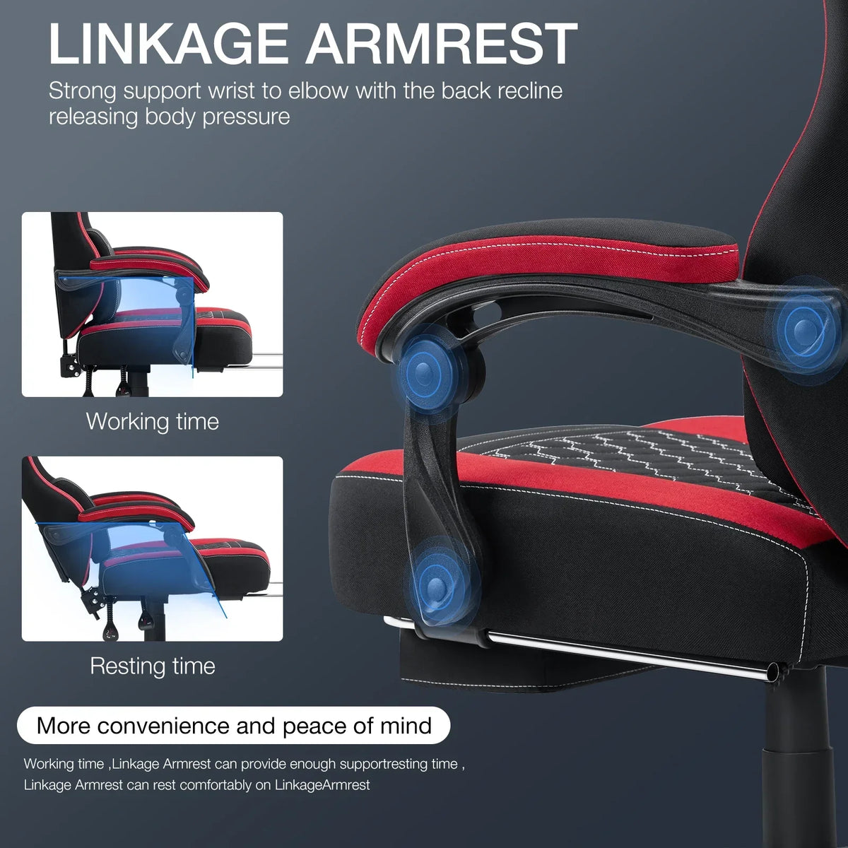 2026 NewHoffree Gaming Chair with Massage Fabric Office Chair with footrest for Adults, Ergonomic Gamer Chair with Headrest and Lumbar Support for Office Gaming, 440 LBS