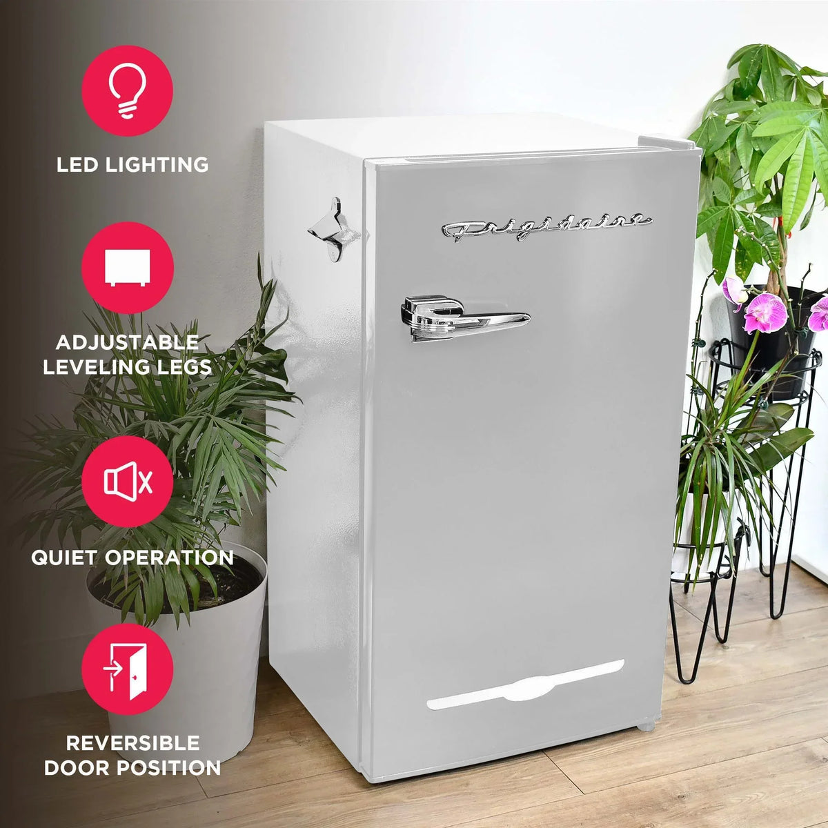 2026 NewFrigidaire EFR376-C-PINK 3.2-Cu.-Ft. 65-Watt Retro Bar Fridge with Side Bottle Opener (Pink)