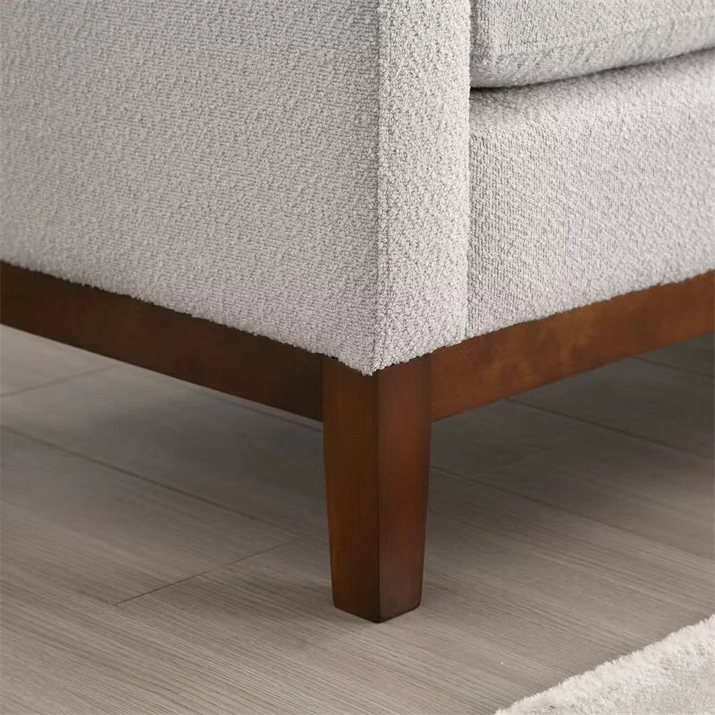 2026 NewEnd of Bed Bench, 53.5" Boucle Fabric Upholstered Entryway Bench with Wood Legs & Bolster Pillows, Rolled Arm Cushioned Ottoman Foot Rest Long Stool Window Extra Seating for Bedroom, Ivory