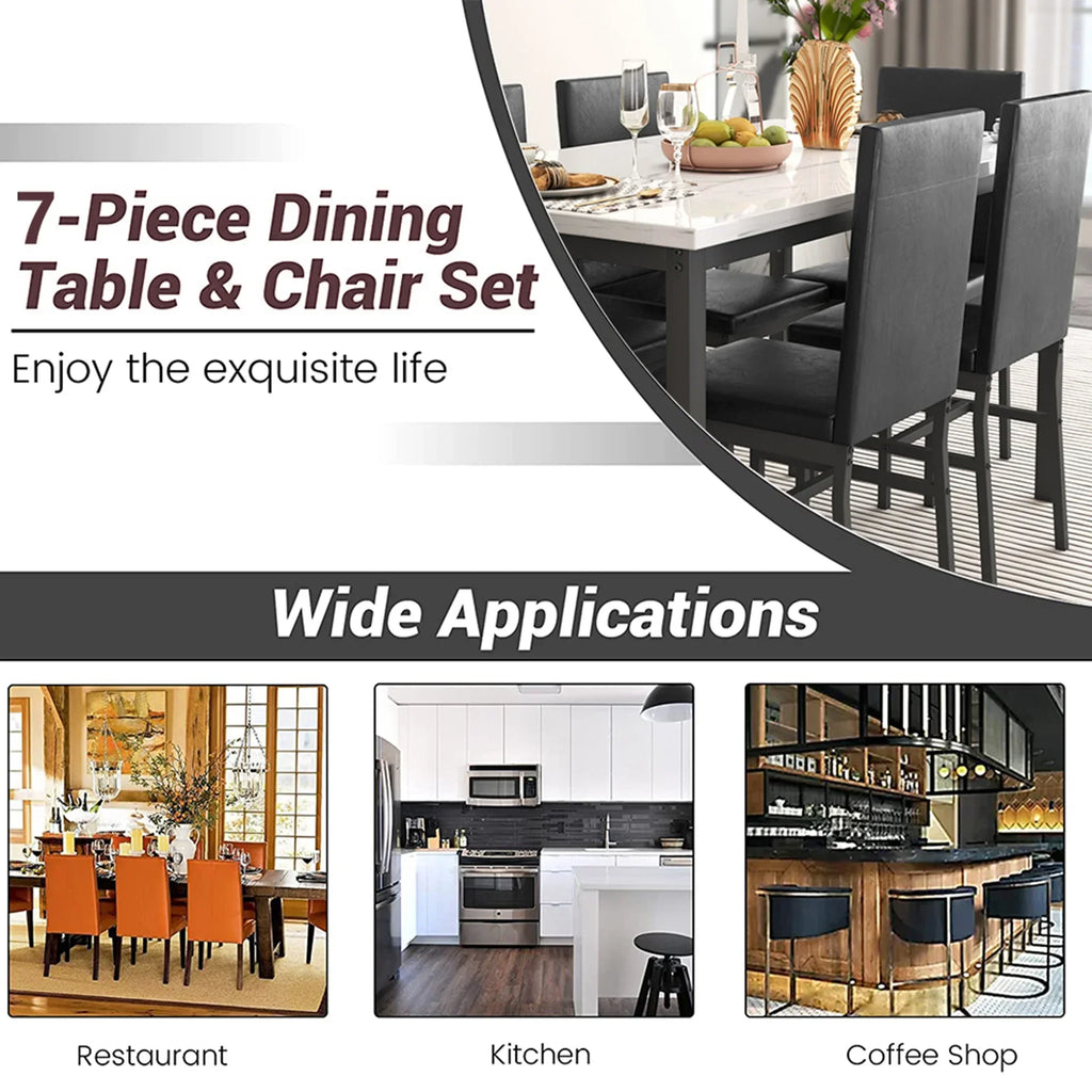 2026 NewDining Table with 6 High-back Upholstered Chairs, Modern Dinette Set, Dining Table and Chairs Set for 6 Persons, Small Home Kitchen Dining Table Set, Ideal for Apartment Breakfast Nook Bar, B1470