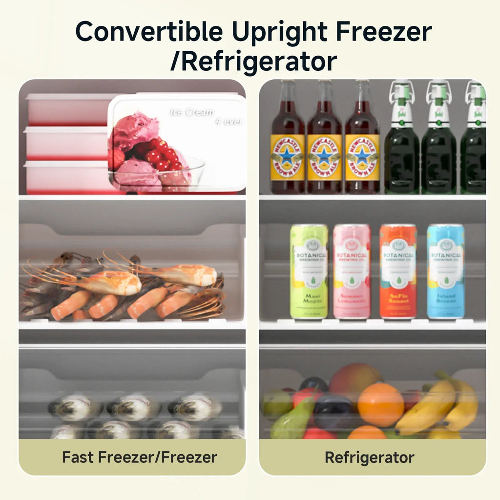 2026 NewBANGSON Upright Freezer, 7.0 Cu.ft Freestanding Freezer, Convertible Upright Freezer/Refrigerator, Single Door for Kitchen, Office, Apartment, Silver