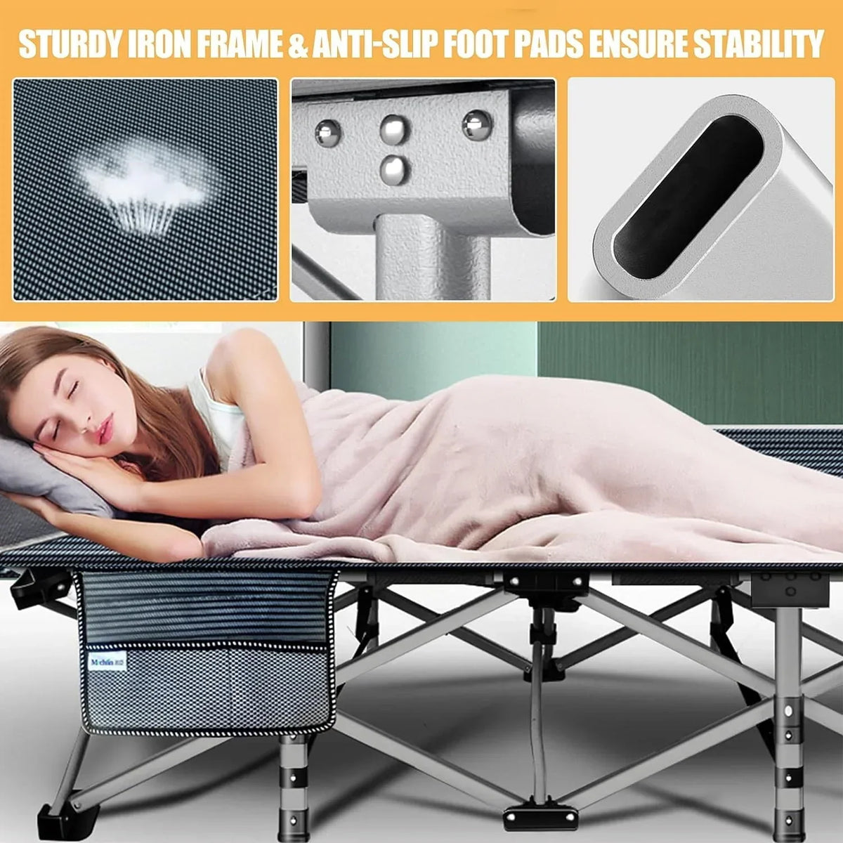2026 NewSUGIFT 2 Pack Portable Folding Beds for Adults, Heavy Duty Outdoor Bed with Carry Bag