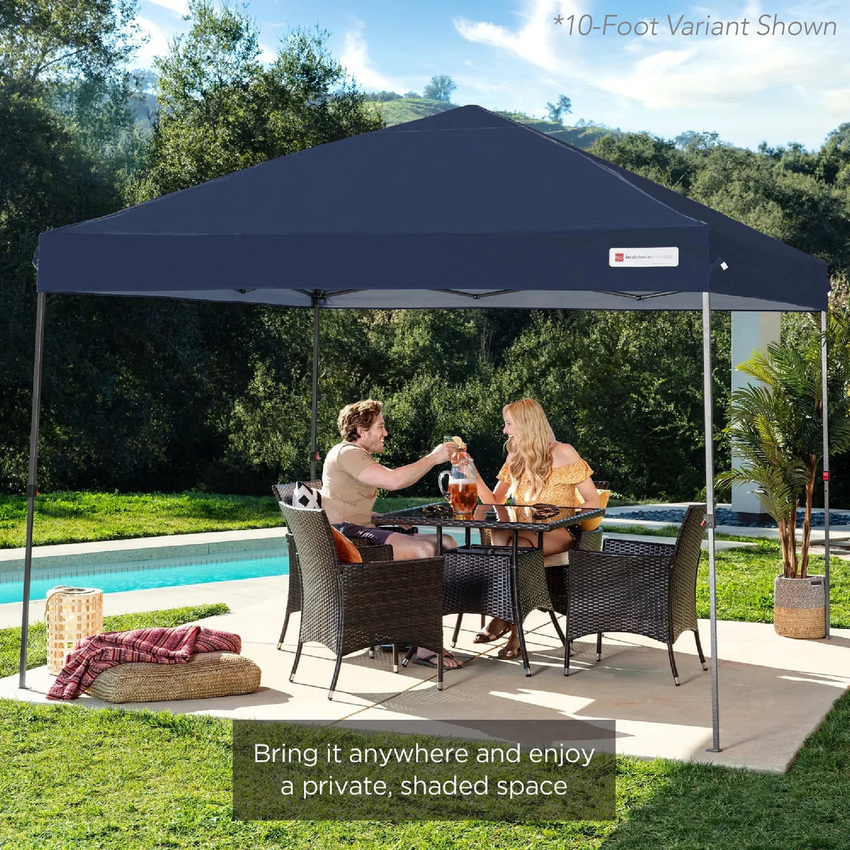 2026 NewBest Choice Products 12x12ft Easy Setup Pop Up Canopy w/ 1-Button Setup, Wheeled Case, 4 Weight Bags - Navy Blue