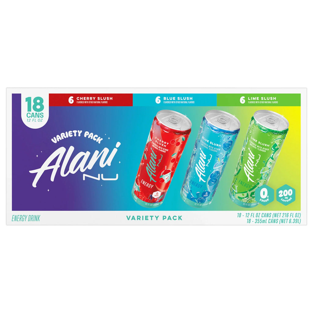 2026 NewAlani Nu Energy Drink, Lime Slush Variety Pack, 12 fl oz, 18-count