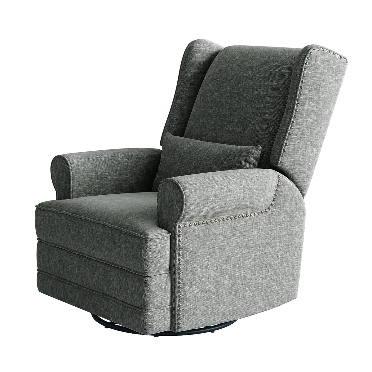 2026 NewRoyalcraft Swivel Nursery Glider Recliner, Comfy Upholstered Glider Chair with Lumbar Pillow and Footrest, Beige