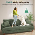 2026 New87" Corduroy Sofa,3 Seater Sofa with Extra Deep Seats,Neche Comfy Upholstered Couch for Living Room,2 Pillows,Green