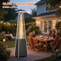 2026 NewSegmart 48,000 BTU Pyramid Patio Heater, Tall Standing Outdoor Propane Heater with Wheels & Tip-Over Safety Protection, Visible Flame Glass Tube for Backyard, Garden, Commercial Use - Gray