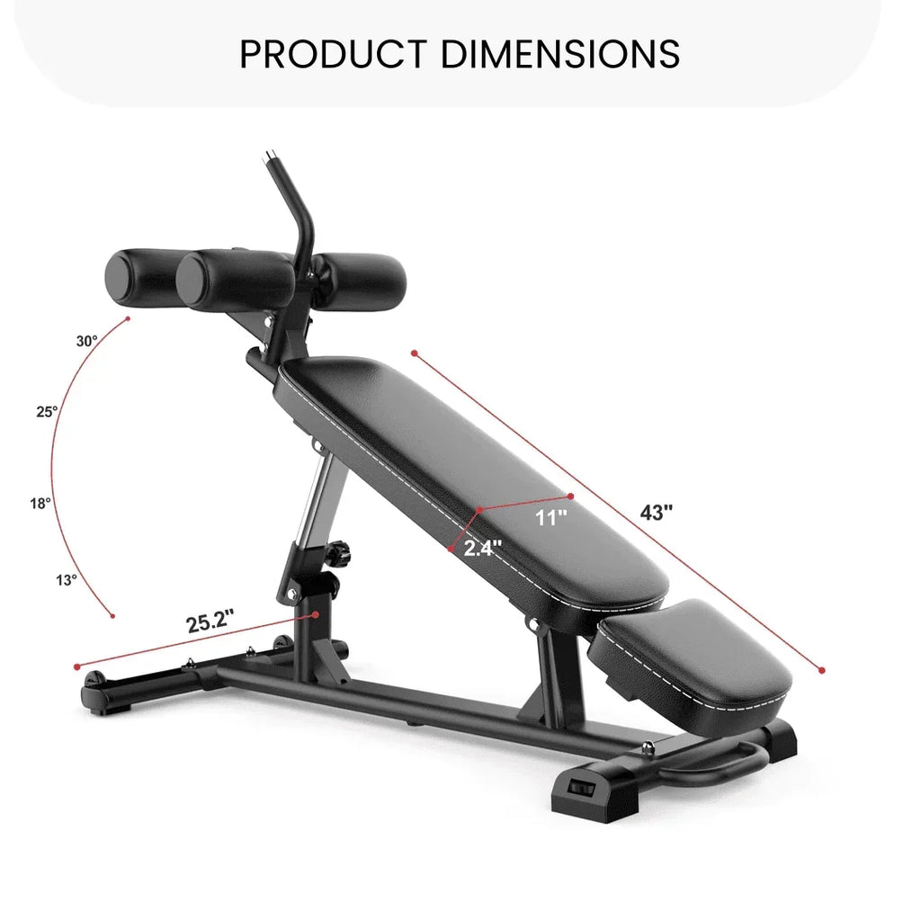 2026 NewFiner Form Semi, Commercial Sit Up Bench Elite, Reverse Crunch Handle for Ab Exercises, Reverse Crunch and Decline Sit Up with 4 Adjustable Height Settings, Black