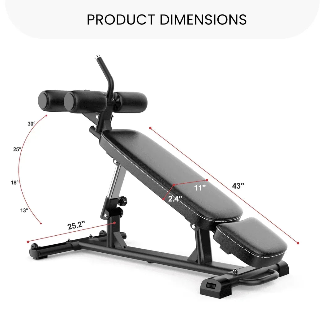 2026 NewFiner Form Semi, Commercial Sit Up Bench Elite, Reverse Crunch Handle for Ab Exercises, Reverse Crunch and Decline Sit Up with 4 Adjustable Height Settings, Black