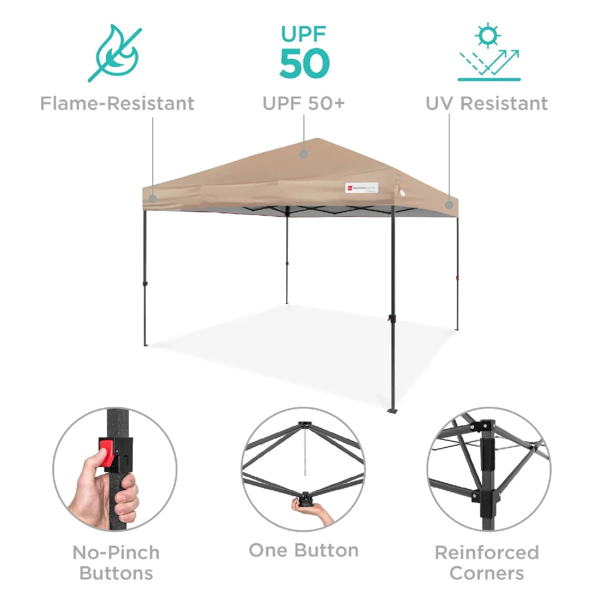2026 NewBest Choice Products 12x12ft Easy Setup Pop Up Canopy w/ 1-Button Setup, Wheeled Case, 4 Weight Bags - Navy Blue
