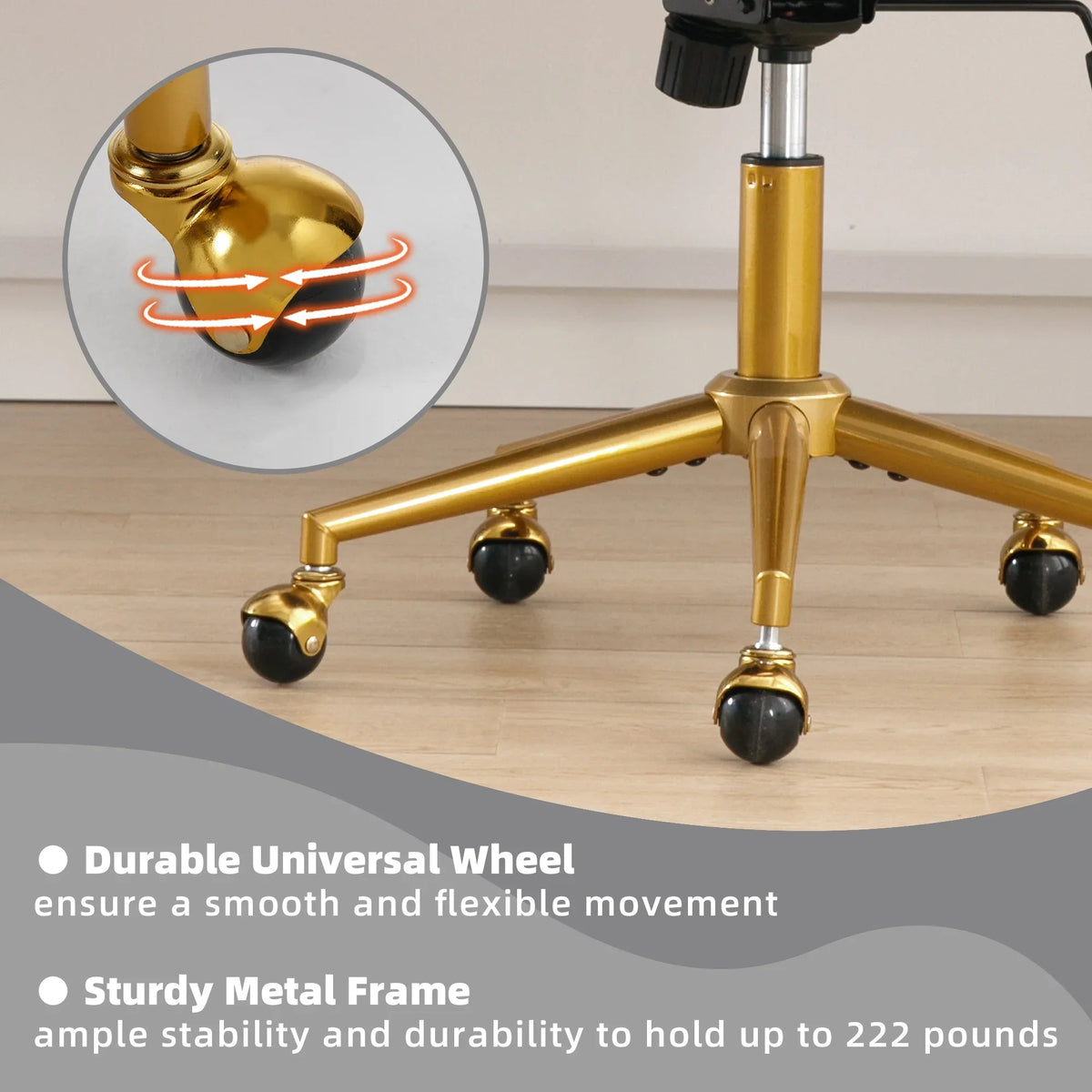 2026 NewWestice Home Office Desk Chairs, Velvet Task Chair, Height Adjustable Swivel Vanity Chair with Golden Base for Vanity Study, Living Room Computer Room, Beige