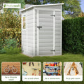 2026 NewPatiowell 5x4 FT Outdoor Storage Shed, Resin Storage Shed with Floor & Window & Lockable Door for Patio Furniture, Garden Tools and Bicycle, White