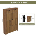 2026 NewShoe Cabinet, Free Standing Tipping Bucket Shoe Rack Organizer with 3 Flip Drawers, Modern Entryway Narrow Shoe Rack with 2 Drawers & Top Storage, for Hallway Bedroom, Walnut