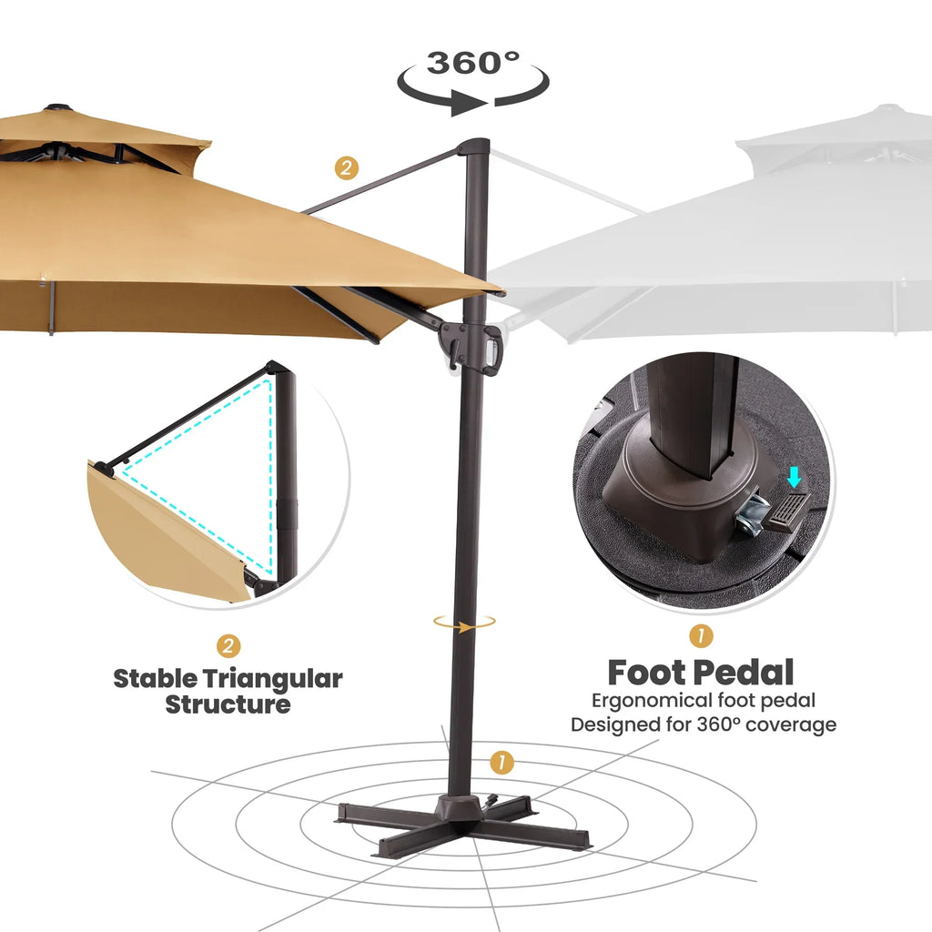 2026 NewPellebant 10 ft. x 10 ft. Square Double Top Patio Cantilever Umbrella, Navy Blue