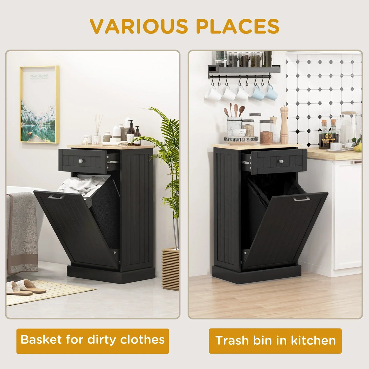 2026 NewHOMCOM Kitchen Tilt Out Trash Bin Cabinet, Free Standing Recycling Cabinet