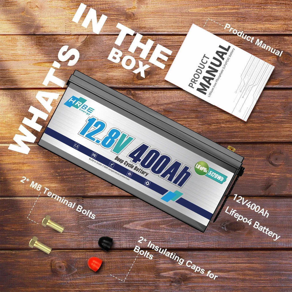 2026 New12V 400Ah LiFePO4 Lithium Battery,5120Wh,3200W Max,15000+ Deep Cycles Group 8D Battery,for RV Solar Fishing Trolling Motor Marine,Built in 200A BMS