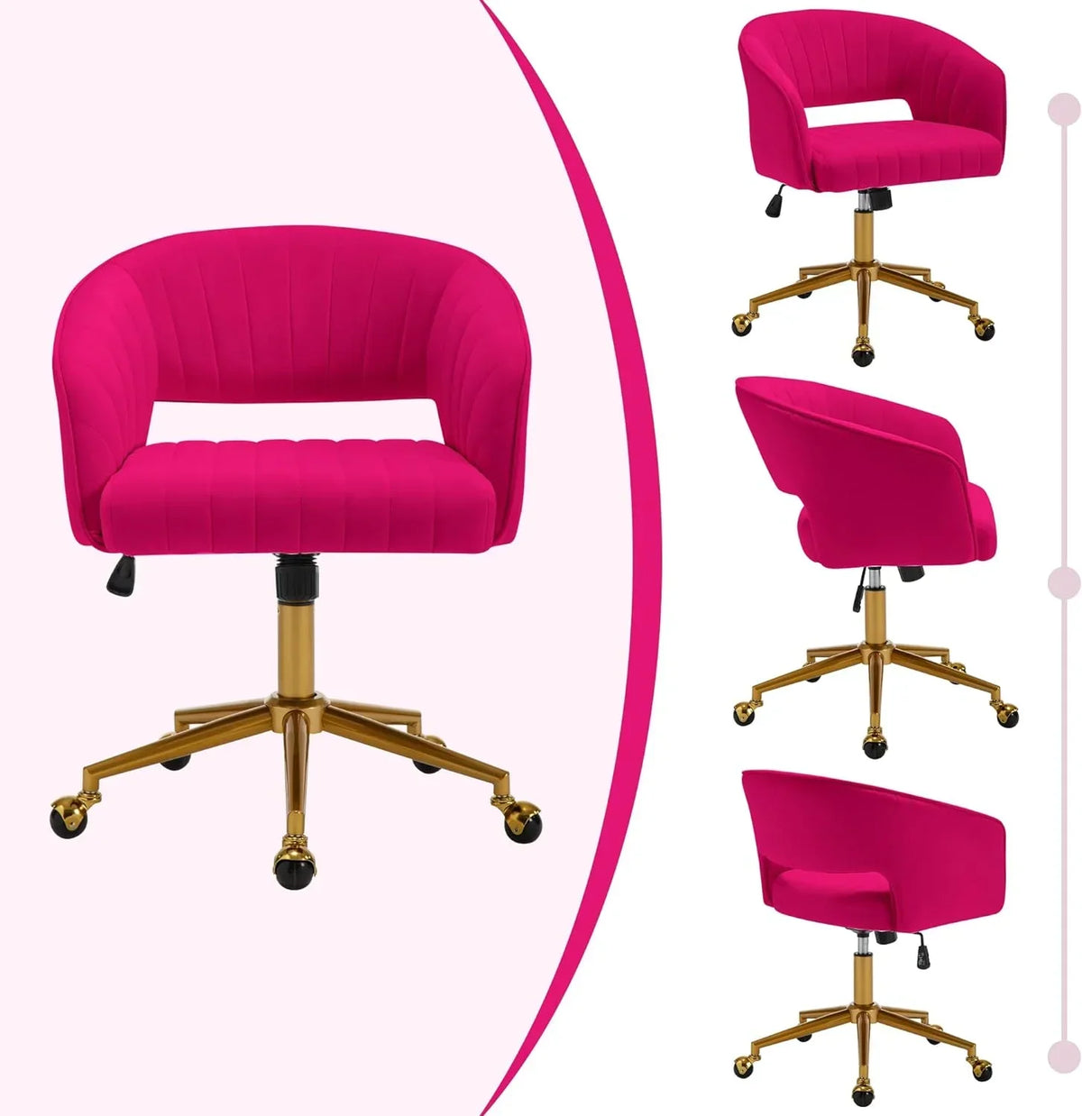 2026 NewWestice Home Office Desk Chairs, Velvet Task Chair, Height Adjustable Swivel Vanity Chair with Golden Base for Vanity Study, Living Room Computer Room, Beige