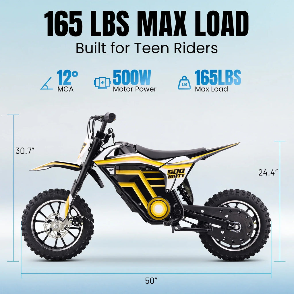 2026 NewQEASET electric dirt bike, 500W kids dirt bike for Boys Girls Age 8-14, Blue
