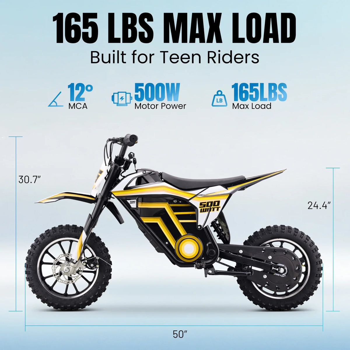 2026 NewQEASET electric dirt bike, 500W kids dirt bike for Boys Girls Age 8-14, Blue
