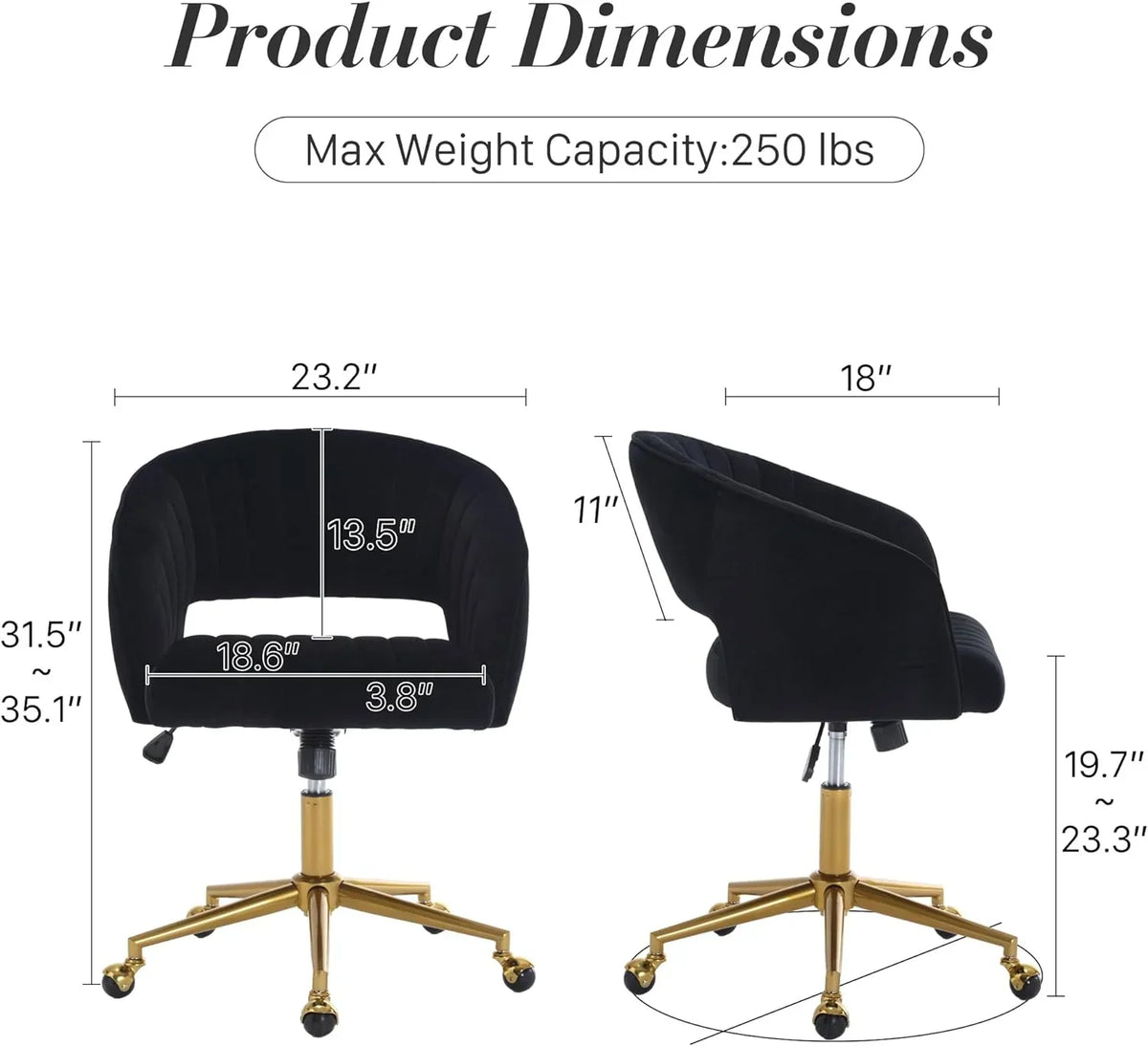 2026 NewHome Office Swivel Desk Chair, Modern Velvet Vanity Chair, Height Adjustable Armchair with Gold Base, Ergonomic Office Chair for Task Study Computer Room, Beige