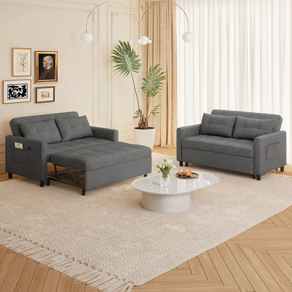 2026 NewSofa Bed, Lofka 3-in-1 Convertible Sleeper Sofa with Storage, Adjustable Backrest & Pull Out Function - Sleeper Chair for Small Space, Apartment, Dark Grey