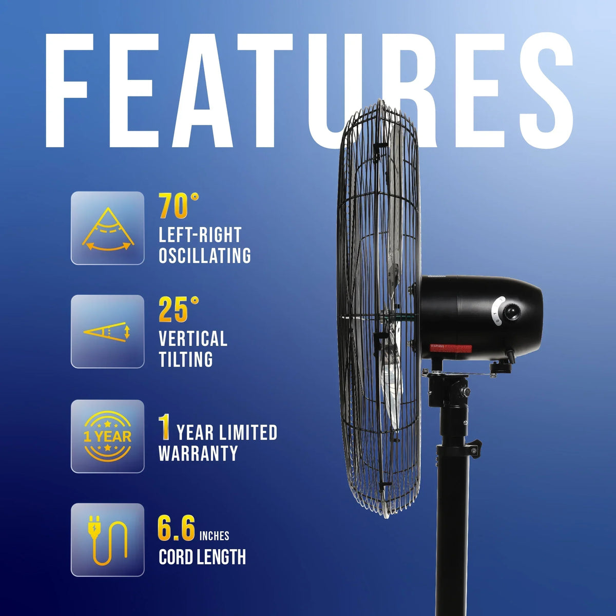 2026 NewTornado - 20 Inch High Velocity Metal Oscillating Pedestal Fan - Commercial, Industrial Use Water-Resistant