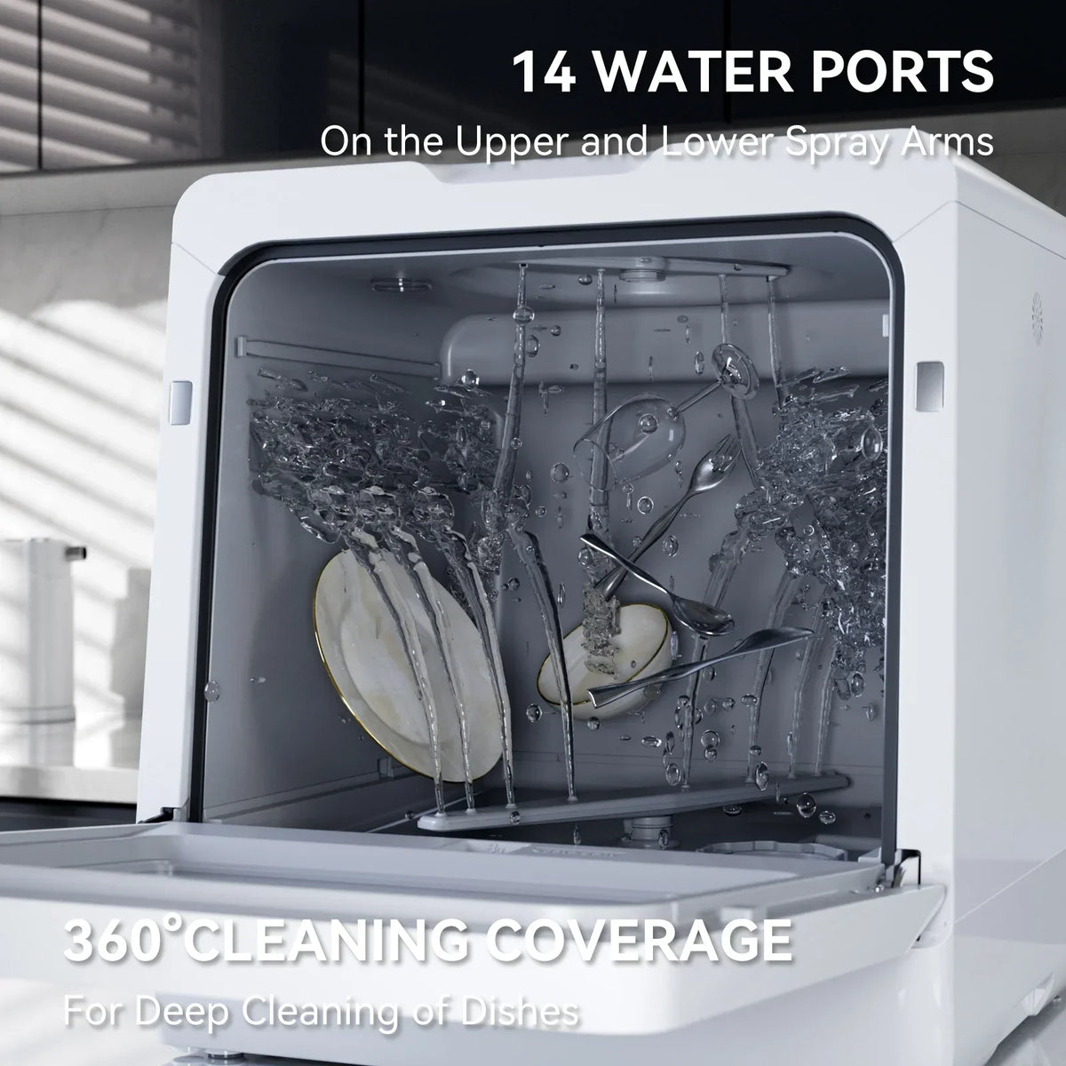 2026 NewHermitlux Portable Countertop Dishwasher, 5 Washing Programs, 5L Built-in Water Tank and Air-Dry Function, HMX-DW03