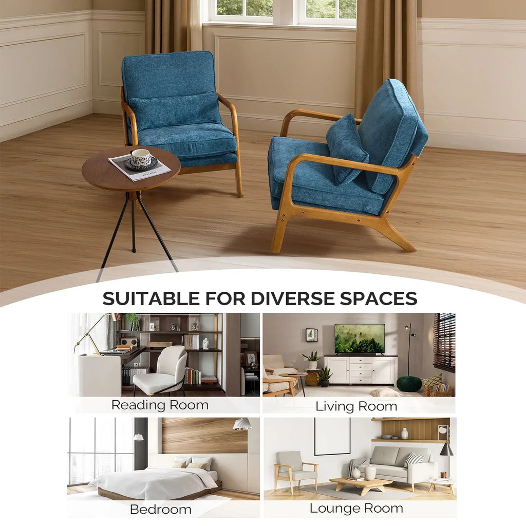 2026 NewKtaxon Accent Chair Corduroy Upholstered Armchair, Reading Club Chair with Pillow and Solid Wood Frame for Living Room Bedroom Furniture Off White