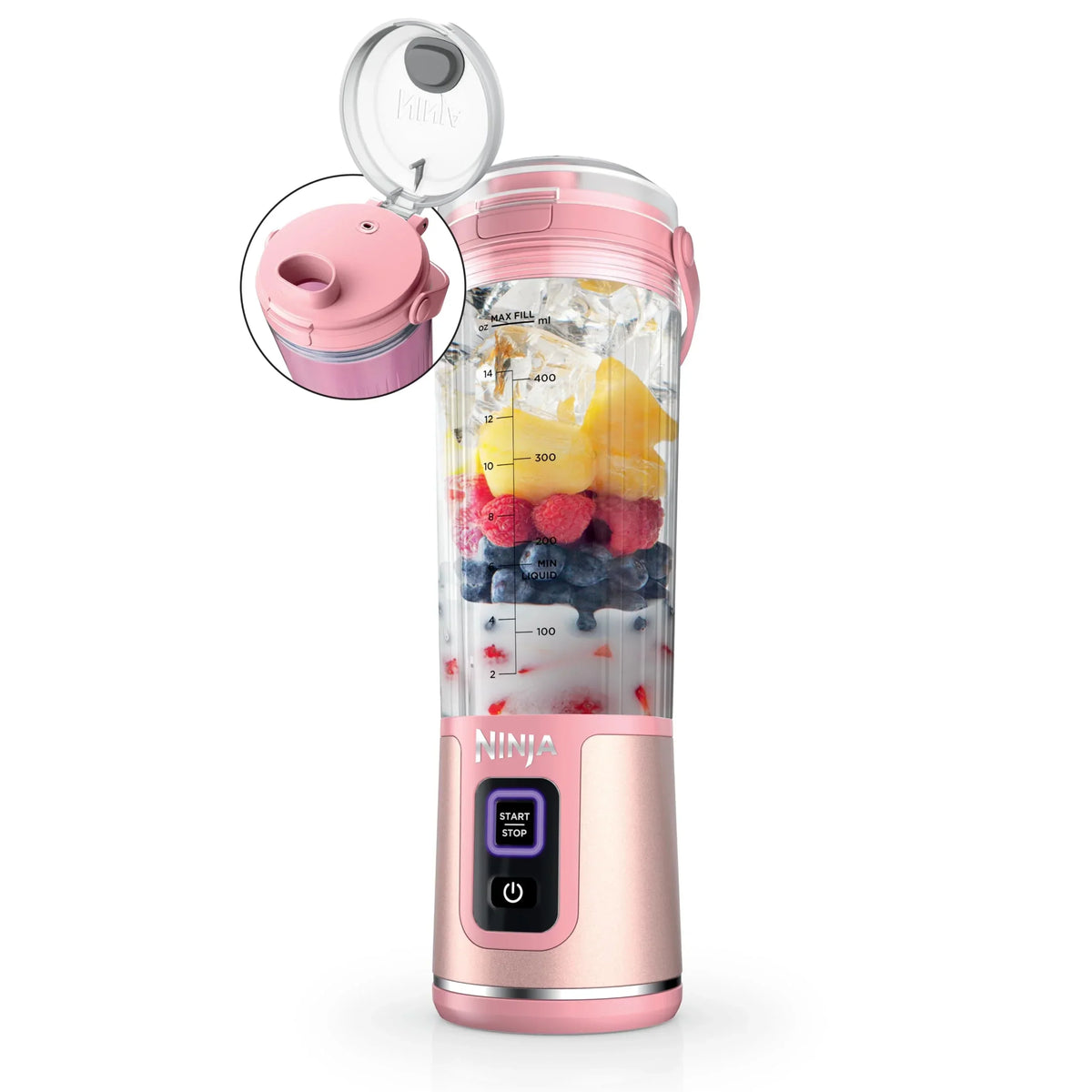 2026 NewNinja Blast Portable Blender, Cordless, 18oz. Vessel, Personal Blender for Shakes & Smoothies, BPA Free, Leakproof Lid & Sip Spout, USB-C Rechargeable, Dishwasher Safe Parts, Metallic Purple,