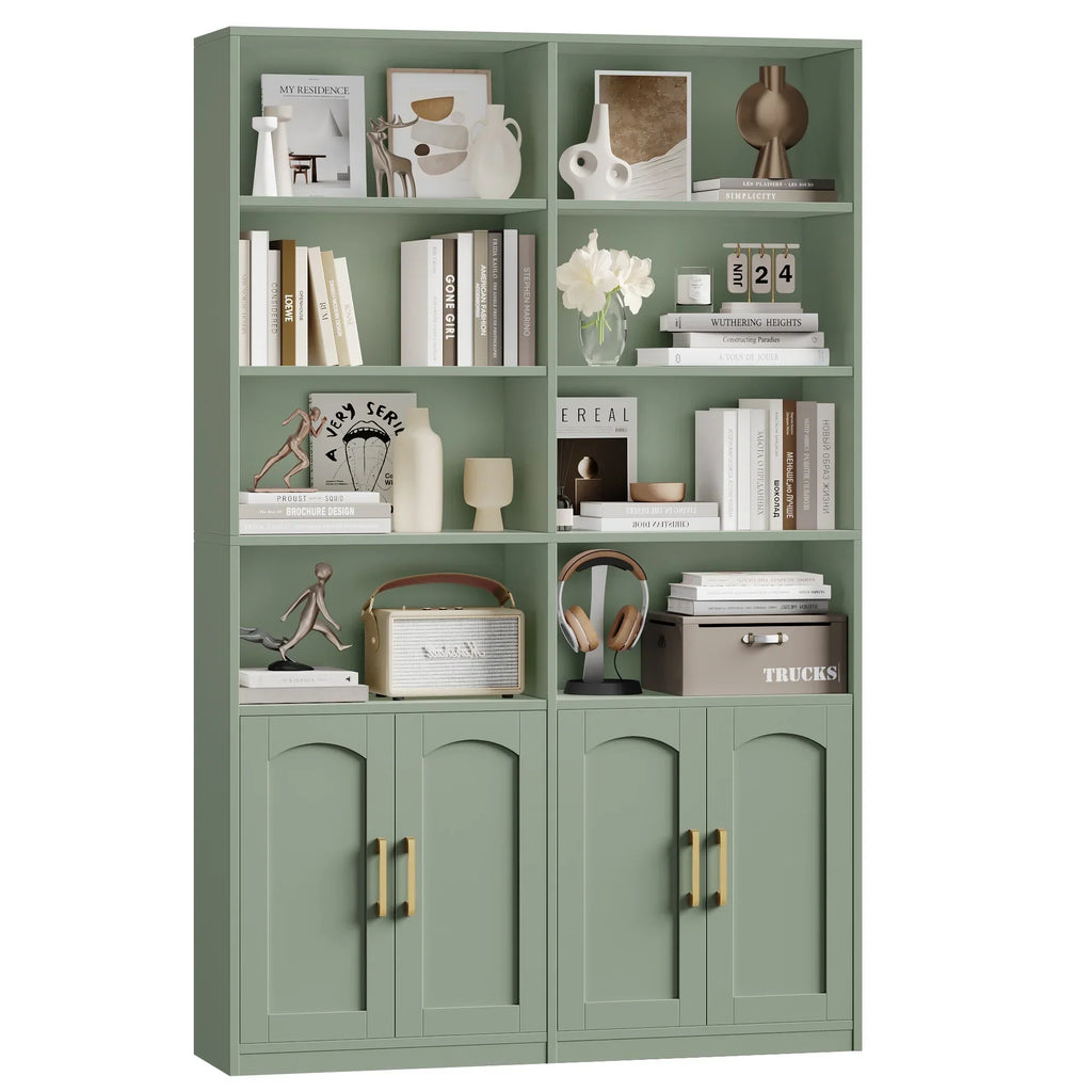 2026 NewHomfa 73" Tall Bookcases with Doors, 8 Cubes 6-Tier Double Row Bookshelf, White Bookcase for Living Room Home Office