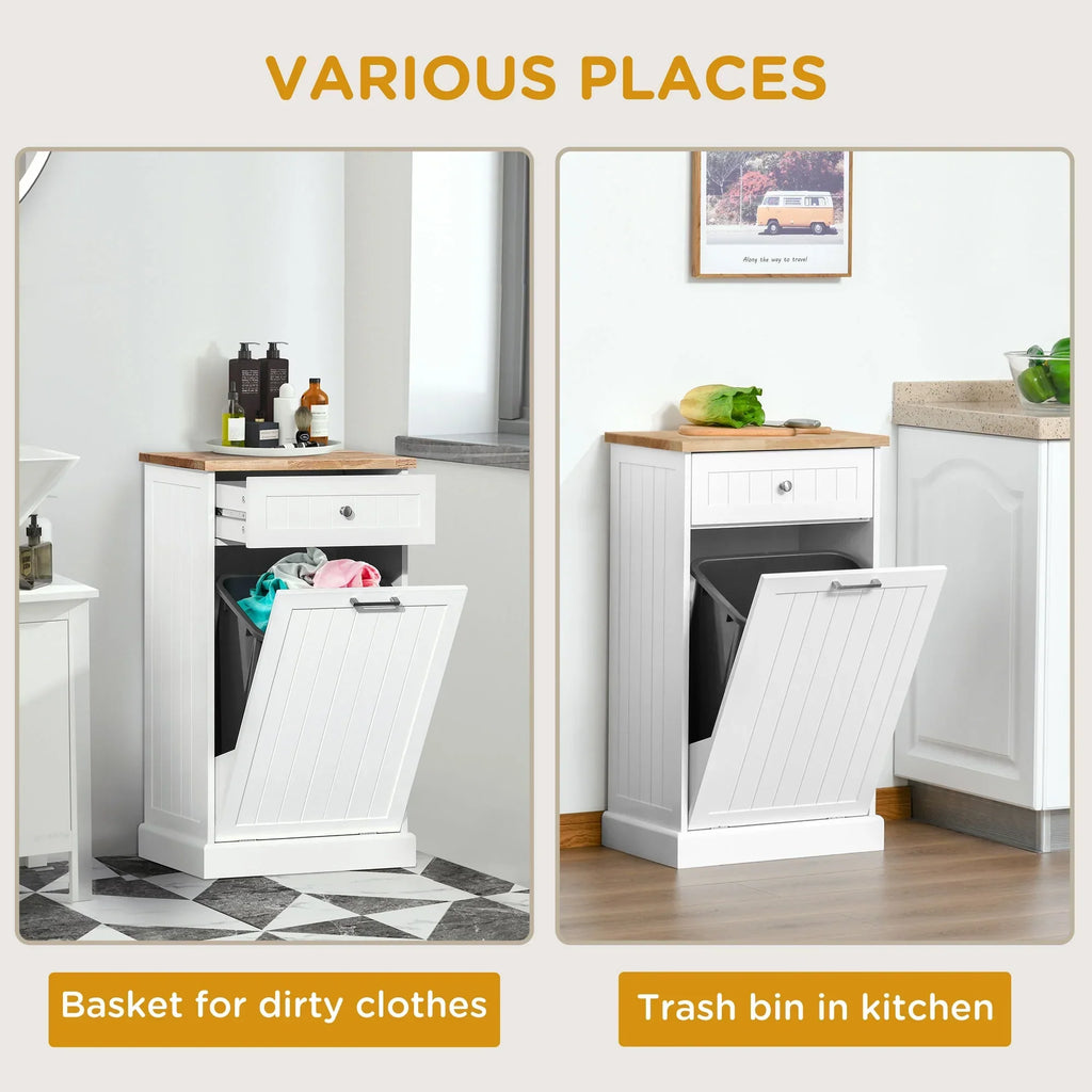 2026 NewHOMCOM Kitchen Tilt Out Trash Bin Cabinet, Free Standing Recycling Cabinet
