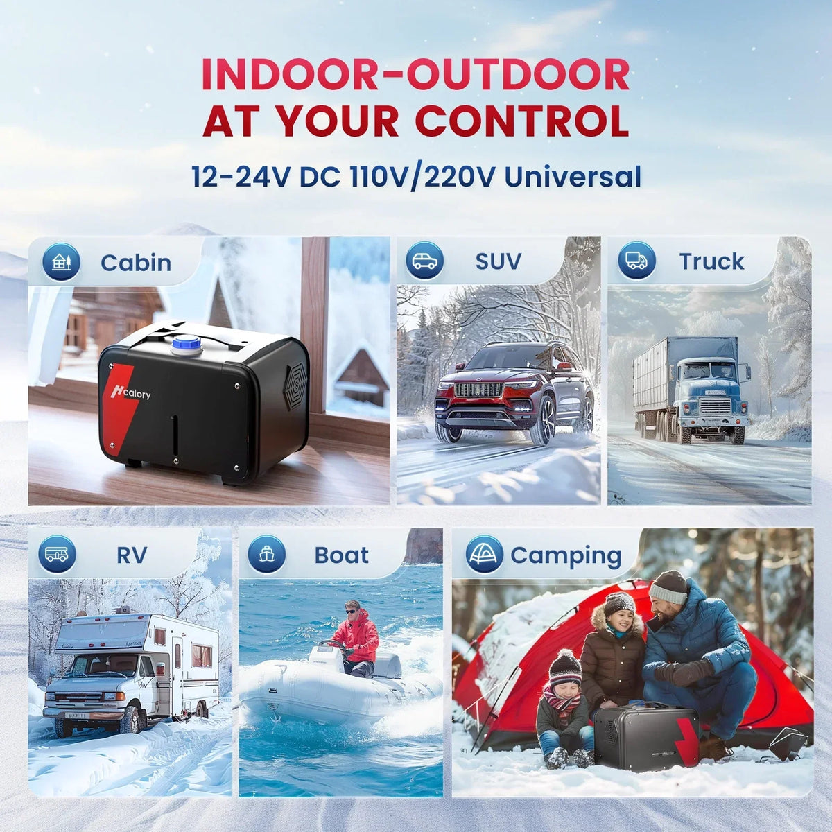 2026 NewHcalory Diesel Air Heater 8KW All in one Adjustable Parking Heater, 12V Thermostat with LCD Monitor,Parking Diesel Heaters 110V AC & 12V 24V DC for Car,RV,Truck,Boat,Motorhome