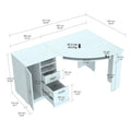 2026 NewInval Modern Corner Desk with 2 Drawers and Cabinet, Washed Oak