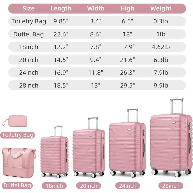 2026 NewLuggage Sets 6 Piece with Duffel Bags, Hardside Expandable Suitcases with Spinner Wheels TSA Lock, Cream