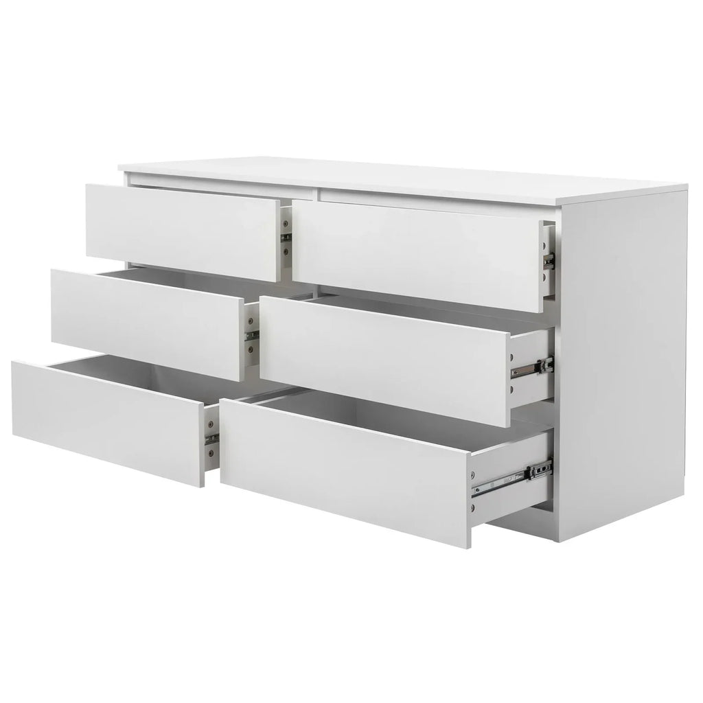 2026 NewKtaxon 6 Drawer Double Dresser Wood Dresser Storage Cabinet Drawer Organizer Chest Of Drawers, White