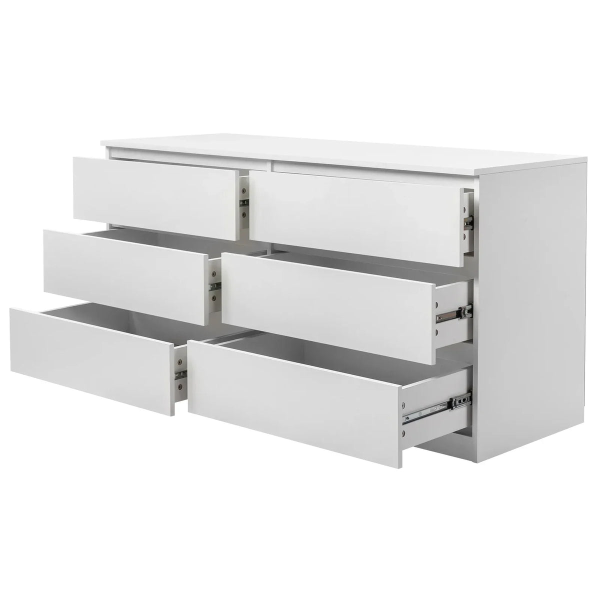 2026 NewKtaxon 6 Drawer Double Dresser Wood Dresser Storage Cabinet Drawer Organizer Chest Of Drawers, White