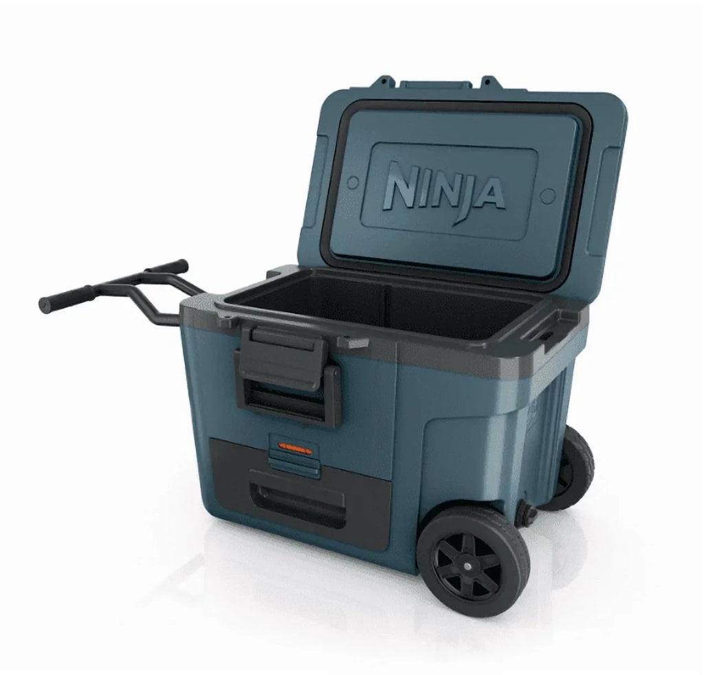 2026 NewNinja | Cooler | FrostVault 45QT Cooler with Wheels | Insulated with Temp Dry Storage Drawer | Keeps Ice Cold for Days | for The Beach, Camping, Picnics & More | Ocean Blue | FB245AOB