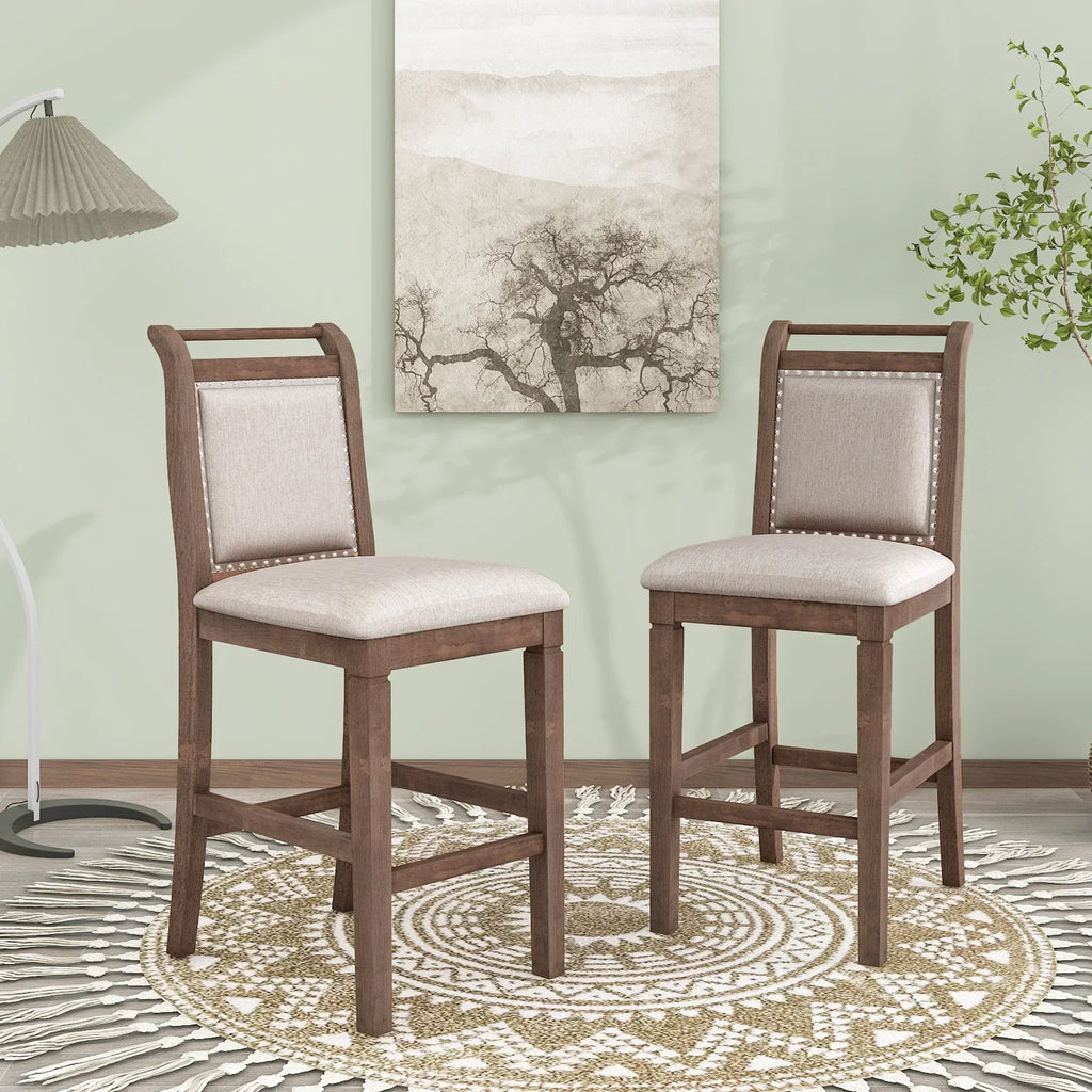 2026 NewHarper & Bright Designs 3 Piece Wood Folding Dining Table Set Drop Leaf Table with 2 Padded Counter Height Dining Chairs for Small Place, Brown