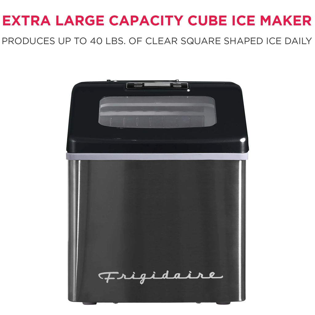 2026 NewFrigidaire 40lbs. Countertop Clear Square Ice Maker - Stainless Steel