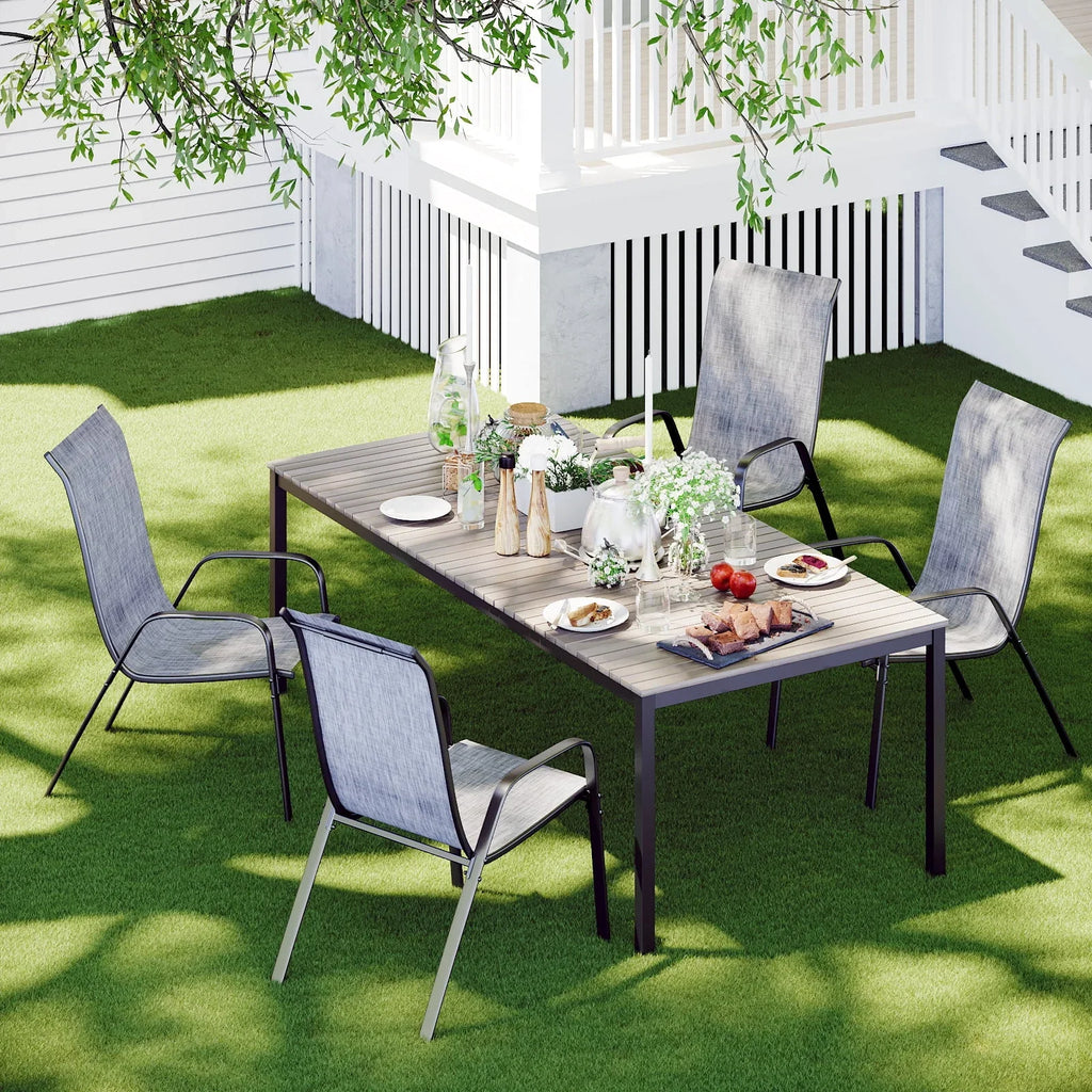 2026 NewPirecart Set of 4 Patio Dining Chairs, Textilene Outdoor Stacking Chairs for Poolside, Backyard, Garden